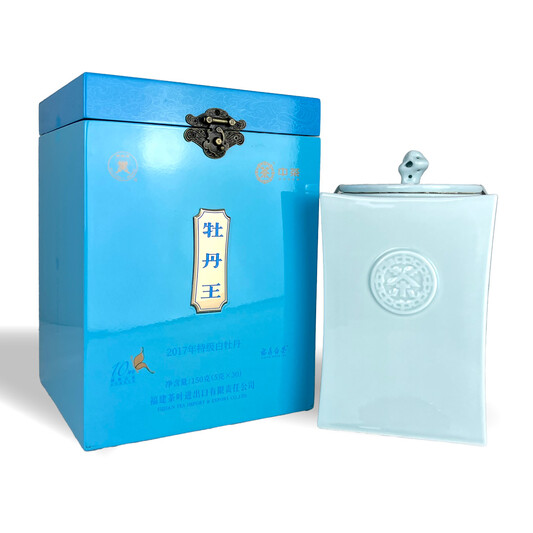 Butterfly Brand 51002 "White Peony King 2017 (Mu Dan Wang)" White Tea (150g per Porcelain Jar - 30 x 5g)
